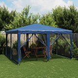Šator za zabave s 8 mrežasta bočna zida plavi 4 x 4 m HDPE | shoptok.hr