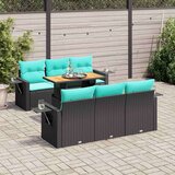  Vrtna sedežna garnitura 7-delna z blazinami črn poli ratan, (22047834) | Shoptok.si
