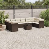 vidaXL 11-dijelni set vrtnih sofa od poliratana s jastucima smeđi | shoptok.hr