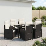  Set stolića za sofu s jastukom 7 pcs Crna i krem-bijela | shoptok.hr