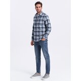 Ombre Men's plaid flannel shirt - blue-gray Cijene