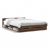Furnova Posteljni okvir s predali rjavi hrast 150x200 cm inž. les, (21937183) | Shoptok.si