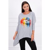 Kesi marka niezdefiniowana Blouse oversize with rainbow lips print gray | shoptok.hr