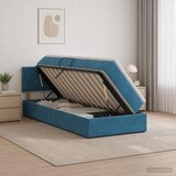 Krevet s od storage s uzglavljem Tamno plava 90 x 190 cm Baršun Cijene