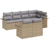  Set od 7 komada vrtne garniture s jastučićima Bež Poli ratan 2-sjedalna vrtna garnitura s prostorom za odlaganje i jastučićima | shoptok.hr