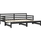  Izvlečna dnevna postelja črna trdna borovina 2x(90x200) cm, (20606174) | Shoptok.si