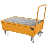 eurokraft pro Pomična prestrezna kadica iz jekla z robnimi profili, za 200-l sode, 2 x stoječe, DxŠxV 1200 x 800 x 570 mm, oranžna RAL 2000 | Shoptok.si
