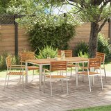 vidaXL 7-delni jedilni set iz trdnega akacijevega lesa, zunanja jedilna miza 180x90x75 cm iz trdnega akacijevega lesa, zložljivi vrtnarski stoli 2 kosi iz trdnega akacijevega lesa in jekla, zložljivi vrtnarski stoli 4 kosi iz trdnega akacijevega lesa in jekla Cene