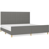 The Living Store Posteljni okvir z vzglavjem temno siv 200x200 cm blago - Posteljni Okvir Z Vzglavjem, (21529829) | Shoptok.si