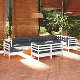  The Living Store Vrtna sedežna garnitura 10-delna z blazinami bela borovina - Vrtna Sedežna Garnitura, (21475240) | Shoptok.si