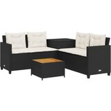 Maison Chic Vrtni kavč - Zunanji kavč z mizo in blazinami v obliki črke L črn poli ratan, (22043996) | Shoptok.si