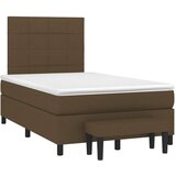 vidaXL Box spring postelja z vzmetnico temno rjava 120x190 cm blago, (21111241) Cene