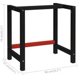 vidaXL Okvir za radni stol metalni 80 x 57 x 79 cm crno-crveni | shoptok.hr