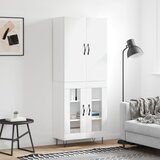  Visoka komoda bijela 69,5x34x180 cm konstruirano drvo Slike