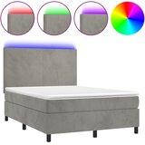  box spring s madracem LED svjetlosivi 140x190 cm baršun | shoptok.hr