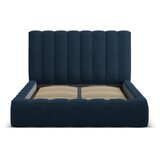 Micadoni Home Tamno plavi tapecirani bračni krevet s prostorom za odlaganje s podnicom 180x200 cm Kelp – | shoptok.hr