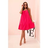 Kesi Włoski Women's muslin dress with straps and ruffle fuchsia Cene