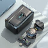 Techsuit (2 kom) Lavalier Wireless uređaj sa iPhone Lightning priključkom Noise Reduction 2.0 - digitalni zaslon - crni | shoptok.hr
