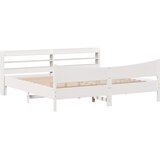 Maison Chic Posteljni okvir - Dvoposteljna postelja - Zakonska postelja z vzglavjem bel 200x200 cm trdna borovina, (21693435) | Shoptok.si