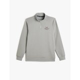 Koton Half Zipper Sweatshirt Stand Collar College Printed Sweatshirt Cene