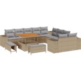  Set od 13 dijelova vrtnih sofe s jastucima bež poli ratan akacija | shoptok.hr