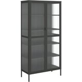  Visoka komoda crna 85 x 40 x 180 cm od stakla i čelika | shoptok.hr