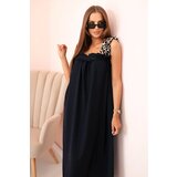 Kesi Włoski Women's dress with leopard print straps navy blue | Shoptok.si