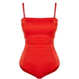 Trendyol Red Strapless Formal Swimsuit Cene