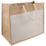  Torbe od jute s džepom 5 Prirodna i bijela 42 x 33 x 19 cm Slike