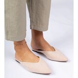 Gemre Beige elegant eco-suede flip-flops Sarium | Shoptok.si