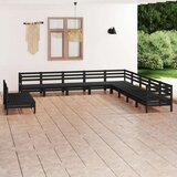  Vrtna sedežna garnitura 11-delna trdna borovina črna, (20677143) Cene