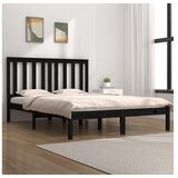  Posteljni okvir črn iz trdne borovine 140x190 cm | Shoptok.si