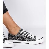 Gemre Black women's canvas sneakers in Aztec style Kalusa | shoptok.hr