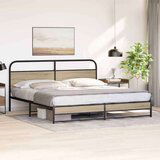 Metalni Kovinski posteljni okvir brez vzmetnice dimljen hrast 193x203cm, (21610527) | Shoptok.si