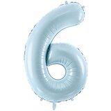 PARTY DECO balon iz folije številka ''6'', 72cm, svetlo moder | Shoptok.si
