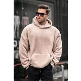 Madmext Beige Plush Men's Hooded Sweatshirt 6050 Cene