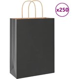 vidaXL Papirnate vrećice 250 kom s ručkama crne 26x12x35 cm Cijene