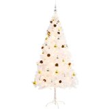 vidaXL Umetna novoletna jelka z bučkami in LED lučkami bela 180 cm | Shoptok.si