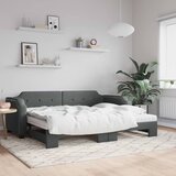 vidaXL Izvlečna dnevna postelja z vzmetnicami tm. siva 90x200 cm blago Cene