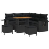  8-dijelni vrtni set za sjedenje s jastučićima crni poli ratan akacija | shoptok.hr