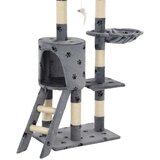 vidaXL Penjalica za mačke sa stupovima za grebanje od sisala 138 cm siva s uzorkom šapa | shoptok.hr