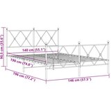  Metalni okvir kreveta uzglavlje i podnožje crni 140x190 cm | shoptok.hr