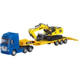 Metalni kamion s poluprikolicom i bagerom Huina 1:50 - plavo/žuti | shoptok.hr