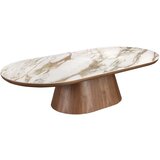 Angel Cerdá Ovalna polkrožna mizica iz porcelanastega marmorja in oreha, (5000008589) Cene