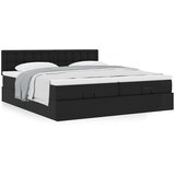 vidaXL Otomanski posteljni okvir z vzmetnicami črn 200x200cm um. usnje | Shoptok.si