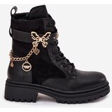 Boto Women's Work Boots Insulated With Gold Chain And Charms Black Vessara | Shoptok.si