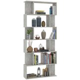 vidaXL Knjižna omara/paravan betonsko siva 80x24x192 cm iverna plošča | Shoptok.si
