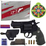 Pištolj za igru Revolver ZP-5 sa metom i mekanim patronama - crni | shoptok.hr