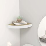 vidaXL Kutna zidna polica boja hrasta i bijela 25 x 25 x 3,8 cm MDF | shoptok.hr