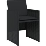 vidaXL set od 5 dijelova za objedovanje u vrtu s jastučićima crni poli ratan, vrtni stol crni 160x80x73 cm kaljeno staklo | shoptok.hr